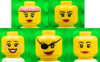 Lego HEADS for minifigures [pack of 5] girl princess woman female lips #A 04-08