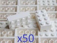 LEGO Bricks 2x4 (pack of 50) # WHITE # Brand New