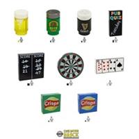 Pub/Bar Accessories | Custom Printed LEGO Parts | Kit Made With Real LEGO