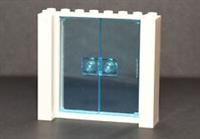 ? LEGO Large Double Door 6x8 White with 2x 3x6 Trans Blue Panes, Police Train