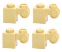 😀 LEGO Bricks 1x1 (pack of 4) Tan Ornamental Decorative Scroll walls castle A
