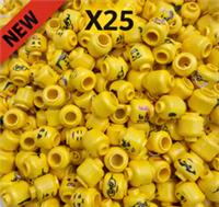 LEGO GENUINE bulk lot of 25 NEW minifigure heads figure city body parts yellow