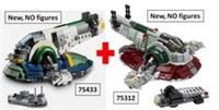 LEGO Boba Fett's Starship 75312 + Jango Fett's Starship 75433 (New, no figs)
