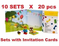 10 Sets LEGO Birthday Greeting Invitation Card 20pcs Building Toy Construction