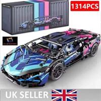 New Technical Building Blocks Bricks Blue Car Set 1314PCS With Gift Box Kid Toy