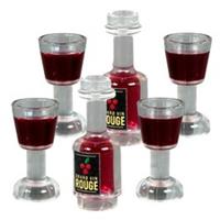 Resin filled Lego large red wine set -Minifigure scale 2 bottles and 4 glasses