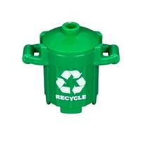 Recycle Bin - Custom printed Lego bin with lid. Minifigure scale in green