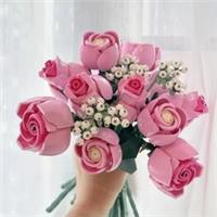 Botanical Pink Roses Bouquet Flower Building Blocks Bricks Gift Valentines Day