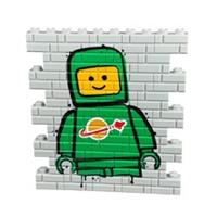 Green Spaceman Minifig Graffiti Wall - Custom Printed on 41 Lego Bricks
