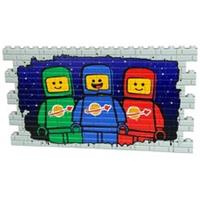 GIANT Custom printed Lego Spaceman graffiti wall. Full wall of 86 bricks
