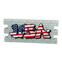 Custom printed Lego USA graffiti wall. Full wall of 33 bricks