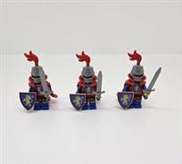 LEGO LION KNIGHT CASTLE MINIFIGURE ARMY WITH RED CAPE GREATSWORD X3 NEW (G6)