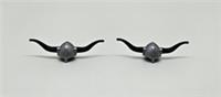 LEGO VIKING HAT HELMET WITH HORNS LONG BLACK FLAT SILVER FOR WARRIORS X2 NEW G4