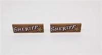 LEGO SHERRIF GOLD STAR WOOD GRAIN WESTERN Pattern 2X6 Tile X2 NEW (A9)