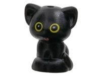 LEGO Black Cat Baby Kitten Sitting With Yellow Eyes Cute Animal Minifigure