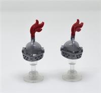 Lego Knight Helmet 30124 + Visor 2594 Silver Jousting RED Plume NEW (J4)