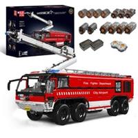 Mould King 19004S RC App Pneumatic Airport Fire Rescue Truck 6653pcs Building