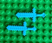 LEGO Minecraft Medium Azure Weapon Sword Pixelated Pack of 2 - 18787