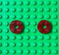 LEGO Parts Dark Red Plate, Round 2 x 2 with Axle Hole Pack of 2 - 4032
