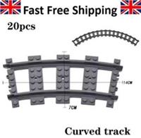 LEGO Train Track 20 x Curved Compatible Rail Railway Grey Track Bundle 53400