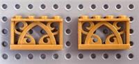 LEGO Pearl Gold Ornamental Fence 1x4x2 with 4 Studs (19121) x2 *NEW Harry Potter
