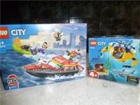 LEGO 60373 FIRE BOAT AND 60263 OCEAN MINI SUBMARINE LEGO CITY SETS NEW