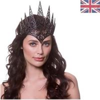 Glamorous Black Glitter Fantasy Crown - Elegant Costume Accessory for Halloween