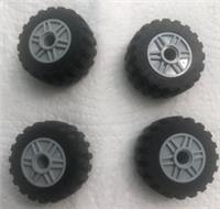 4 X Lego 55981C02 Grey Wheel 18mm diameter x 14mm wide with Offset Tyre Tread