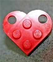 Lego RED Valentine's Day HEART LAPEL BADGE New With BRASS PIN AND BACK