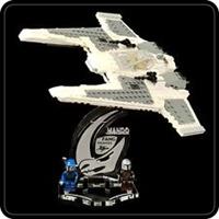 Display stand 3D-ENGV angled +slots for Lego 75348 Mando Fang Fighter(A1098)