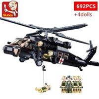692PCS FITS TECHNIC MILITARY BLACK HAWK HELICOPTER BUILDING BLOCKS TOY