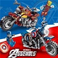 2Pc Captain America Iron Man Motorbike Figure Building Block Marvel Avengers Toy