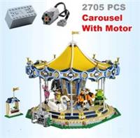 UNBRANDED 10257 MOC Carousel w/ Motor & 6 Figures Building Blocks Creator Expert