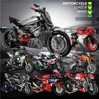 Technical Motorcycle Building Blocks Model Kit Classic Retro Moto Race Assembly