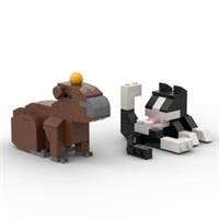 62PCS Animal Series Cat MOC Building Blocks DIY Educational Toy Gift