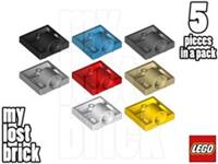 LEGO - Part 10247 - Plate 2x2 with Pin Hole (Pack of 5) + NEW + SELECT COLOUR