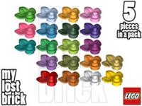 LEGO - Part 32607 - Plant Plates 1x1 3 Leaves (Pack of 5) + NEW + SELECT COLOUR