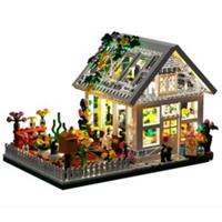 Technical Flower House City Street Mini Building Block Set Toy & Gift With Led