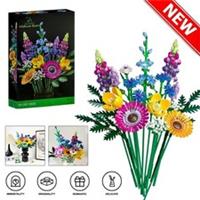 Wildflower Bouquet Set Artificial Flowers with Poppies Lego Bricks Display