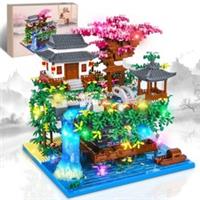 HOTUT Sakura Cherry Blossom Tree House Micro Blocks 2436pcs LED Building Set