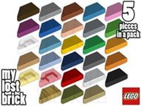 LEGO - Part 5092 - Tile 1x2 Wedge Right (PACK OF 5) + NEW + SELECT COLOUR