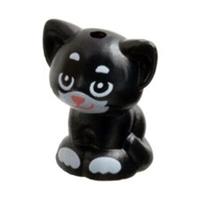LEGO Animal Friends Black Baby Kitten Cat Sitting with White Eyes Outline Shadow