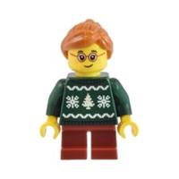 LEGO City Girl in Dark Green Christmas Holiday Sweater Minifigure from 60436