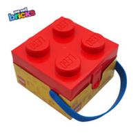 LEGO Red Hinged Lid 2x2 4 Knob Storage Boxes With Rubber Handles