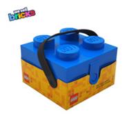 LEGO Blue Hinged Lid 2x2 4 Knob Storage Boxes With Rubber Handles