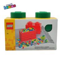 LEGO Green 2 Knob Storage Bricks With Removeable Lids