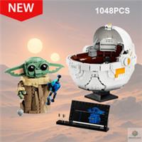 NEW Grogu & Hover Pram Building Block Set 1048PCS Star Series Gift for Kids