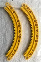 2 X Lego 24121 Technic Gear Rack 11 X 11 Curved Yellow