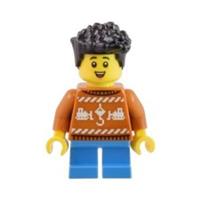 LEGO City Boy in Dark Orange Christmas Holiday Sweater Minifigure from 60436