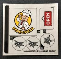 LEGO Sticker Sheet From Set 76108 - Pepe's Pizza, Open Sign, Spider-Man Webs